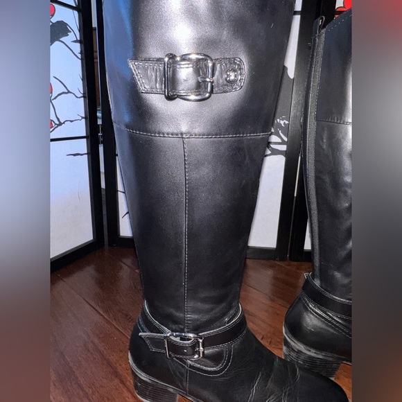 Bandolino Womens Wide Calf 7 1/2 Tall Black With Comfort Plus Size Boots - Picture 5 of 16